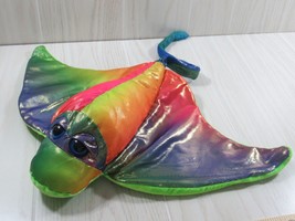 Ideal Toy plush stingray rainbow shiny pink blue green silver sparkle multicolor - £10.43 GBP