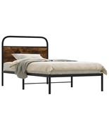 vidaXL Bed Frame Smoked Oak Steel, Engineered wood King Single Size - €174,65 EUR