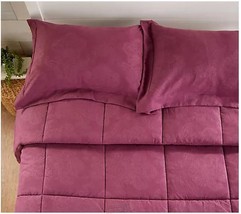 Home Reflections Soft Touch Embossed Full Queen Comforter Set Maroon Elegant - £82.08 GBP