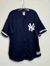 VINTAGE New York Yankees Jersey Mens 2XL Blue White Mesh 90s Majestic Baseball - $27.71