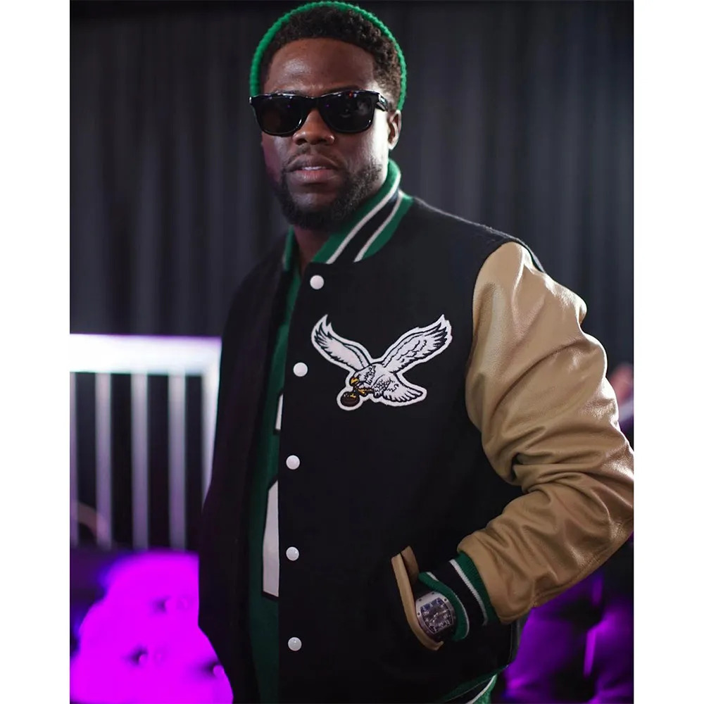 DSHARKS Black Wool And Genuine Leather Sleeves Varsity Jacket Item image 8