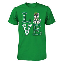 Love Siberian Husky Dog Tshirt Shamrock Clover St Patrick&#39;s Day Dogs Lov... - $16.88+