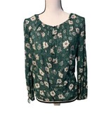 LUCKY BRAND Green White Floral Gauzy Thin Rayon Top Size Small w/Silver ... - £13.95 GBP