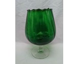 Vintage MCM Empoli Emerald Green Swirl Drink Glass Cup 4&quot; X 7&quot; - $49.49
