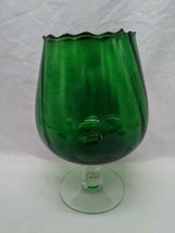 Vintage MCM Empoli Emerald Green Swirl Drink Glass Cup 4&quot; X 7&quot; - £39.51 GBP