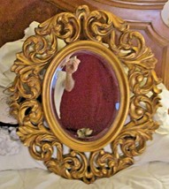 NEW Ornate Baroque Carved Style Gold Framed Oval Bevelled Mirror 29.5&quot; T... - £197.12 GBP