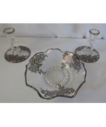 Fostoria Console Silver Overlay set Floral Baroque design Bowl and Candl... - £119.75 GBP