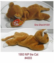 Beanie Babies  NIP the Golden Cat RARE with Tag ERRORS 4003 Vintage 1993 Ty - £19.50 GBP