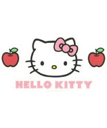 7.5&quot; Round Pre-Cut Hello Kitty Pink Bow Apples Happy Birthday Edible Ima... - $21.06 CAD