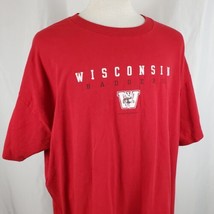 Vintage Wisconsin Badgers T-Shirt 3XL Cotton Red Oak Sportswear Bucky Big 10 USA - £18.87 GBP