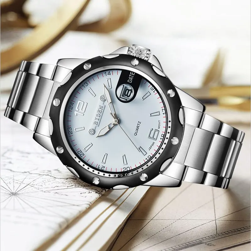 Luxury Top Brand Men Quartz Watch Stainless Steel Business Men&#39;s Wrist W... - £46.39 GBP