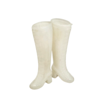 VINTAGE 1970's MATTEL BARBIE WHITE KNEE HIGH PLASTIC LACE UP BOOTS SHOES... - $12.35