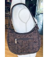 Thirty-One Brown Floral Quilted Embroidered Shoulder Bag Purse Retired - $381.84 MXN