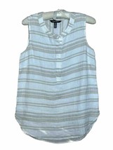 Ellen Tracy Womens Small Sleeveless Linen Shirt Striped Summer Lagenlook - £11.74 GBP