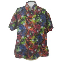 Bespoke Men Hawaiian camp shirt pit to pit 34 5XLT 70s disco ball print colorful - $49.49