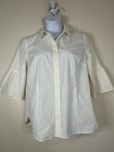 NWT Talbots Womens Plus Size 16 (0X) Ivory Concealed Button Up Shirt 3/4 Sleeve - £19.18 GBP