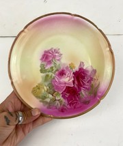Antique Hand Painted PSL Imperial Alma Pink Rose Dessert Plate 1838 Gold Trim 8&quot; - £23.22 GBP