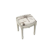 123 Creations Dragonfly Study Upholstered Wooden Vanity Stool Antique White - $235.59
