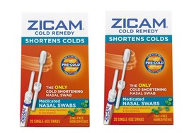 Zicam Cold Remedy Cold Shortening Nasal Swabs Zinc-Free, 20 Count Pack 2 - £17.02 GBP