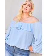 Women&#39;s Off Shoulder Ruffle Bubble Sleeve Top - $32.40