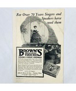 Vintage 1923 Brown&#39;s Bronchial Troche Cough and Voice Lozenges Print Ad - $123.95 MXN