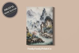 PRINTABLE wall art, Chinese Mountain (watercolor style), Portrait | Down... - £2.74 GBP