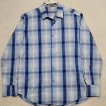 Robert Graham Men&#39;s Shirt Size L Large Long Sleeve Blue Plaid Button Up - £24.91 GBP