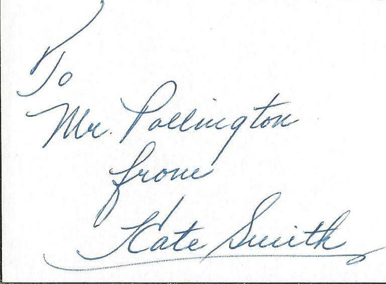 Primary image for Kate Smith Signed Note on Vintage Index Card JSA 