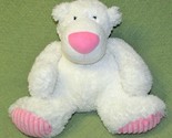 AURORA WHITE TEDDY BEAR PINK RIBBED FEET PLUSH STUFFED FLOPPY ANIMAL BIG... - $16.20