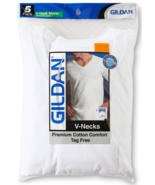 5 Men&#39;s V neck T SHIRTS 2XL 100% Cotton  WHITE Tagless TEE SHIRT GILDAN ... - $57.74 CAD