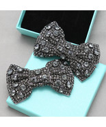 2 Pieces, Black Rhinsetone Bow Shoe Clips, Wedding Shoe Clips  - $22.50