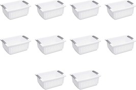 White Plastic Medium Stacking Baskets From Sterilite, 10 Pack. - £36.74 GBP