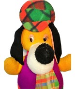 Vintage Huckleberry Hound Dog JUMBO Hippie Stuffed Animal Plaid Purple O... - $135.82 CAD