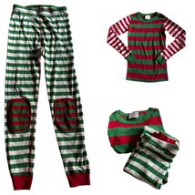 Hanna Andersson Christmas Red Green Striped Pajamas Children Size 10 Cot... - €12,87 EUR