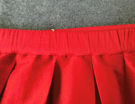 Red Pleated Taffeta Skirt Outfit Women Custom Plus Size Pleated Holiday Skirt image 3