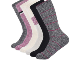 Lucky Brand Women&#39;s 5-Pair Shoe Size: 5-10 Super Soft Yarn Cozy Boot Socks-Red - £11.90 GBP