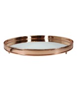 Dining Tabletop Round Metal Serving Platter Mirror Tray Serveware Glam C... - $95.72 CAD