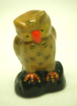 Mini Art Pottery Owl Bird Figurine Orange Beak Shadow Box Shelf Decor - £7.78 GBP