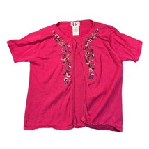 R&amp;K Cardigan Womens 8 Vintage Pink Beaded Floral Embroidery Short Sleeve... - $16.99
