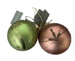 Copper and Green Glass Glitter Ball Ornaments Lot of 2 by Midwest NWT NOS - $11.64