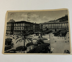 Postcard Italy Naples Town Hall Square and Hotel Vintage Posted 1950  - £8.14 GBP