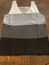 LightlyKiss Womens Casual Knit Tank Tops Stripe Sleeveless Loose Fit Cami Medium - £9.34 GBP