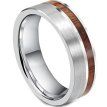 (New With Tag) Titanium Ring With Wood - JT1272A(Size:US9.5)  - £19.97 GBP