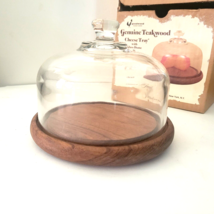 Vintage Goodwood Teakwood Cheese Tray w Glass Dome by Julie Pomerantz With Box - £18.68 GBP