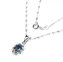 All Natural Oval Blue Sapphire Kanchanaburi White Topaz Sterling Silver ... - £102.50 GBP