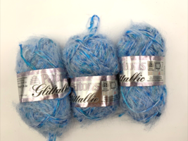 Patons Lot of 3 Skeins of Glitallic BLUE FLASH Yarn New with original wraps - £13.63 GBP