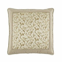 Croscill Daphne Euro Pillow Sham Gold Embroidered Floral European 26x26&quot; - £54.67 GBP