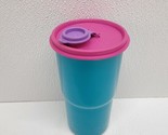 Tupperware Thirstquake Tumbler Cup 30oz Purple Teal Flip Top Lid 2414 - £14.86 GBP