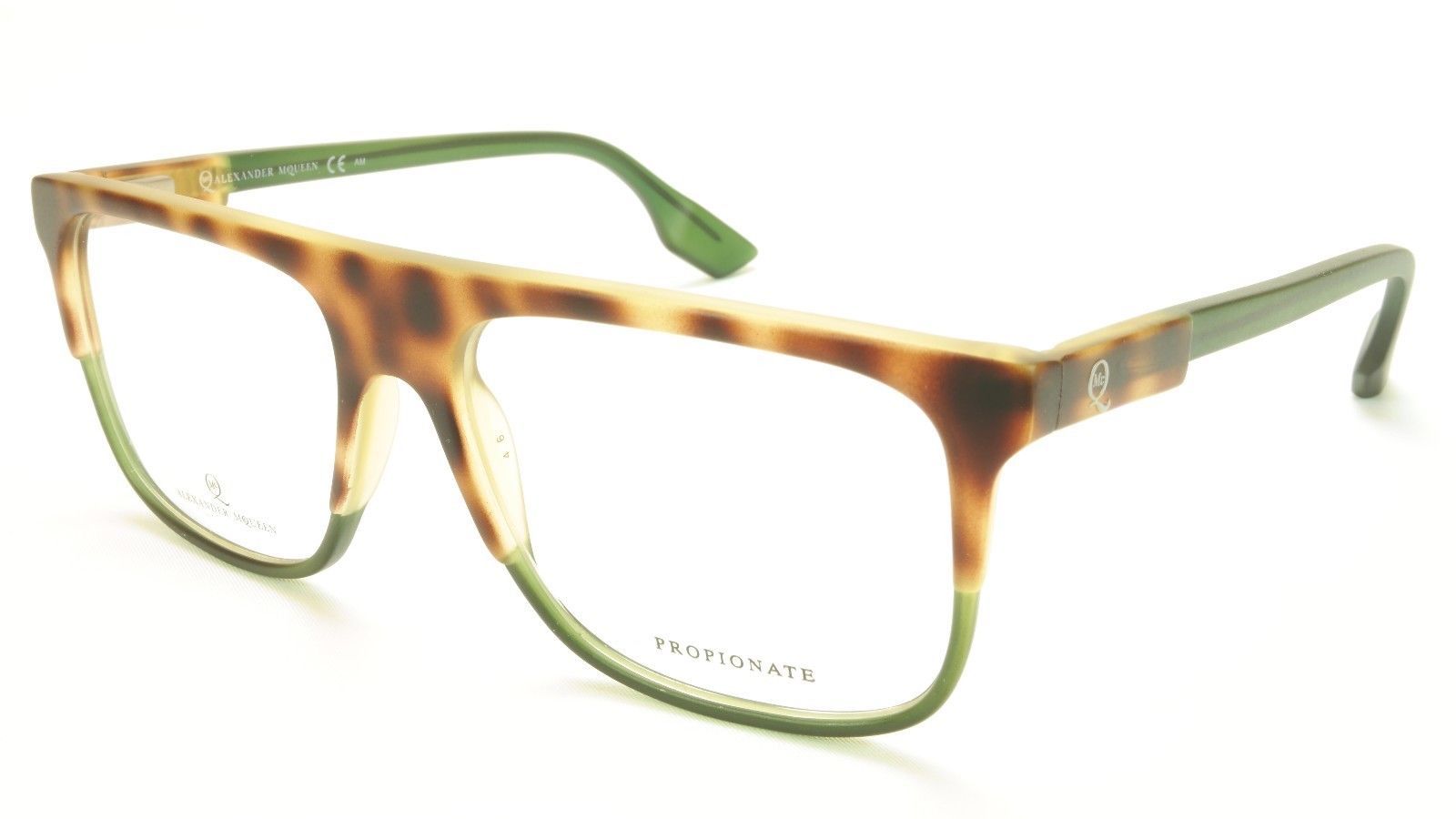 Alexander McQueen Eyeglasses Frame MCQ 0051 G1Q Havana Green Acetate Italy 55-16 - $186.92