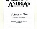 Andria&#39;s Steakhouse Menu Chesterfield Parkway West Chesterfield Missouri - £11.60 GBP